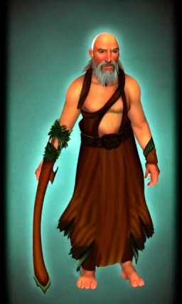 fantasy human old bald male druid of fire