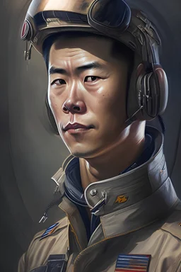 portrait of Lt. Commander David Chen - A skilled pilot and engineer,attractive