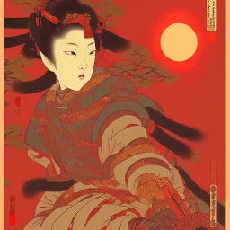  Ukiyo-e style, red sun