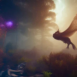 magical creature in a mysterious cosmic backdrop, celestial ambience, soft lighting, unreal engine 5 volumetric lighting, intricate details, realistic style, 8k resolution