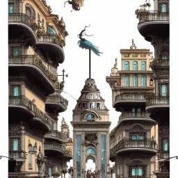 Beaux Arts architecture+palladio+detailed facades+interwarmodernism architecture+artdeco german uphill road+trees+biopunk+Bueno Aires+turin+trieste+Book illustration by Gediminas Pranckevičius, Jean Baptiste Monge, Brian Kesinger, Anton fadeev, Kilian Eng, strong lines, high contrast vibrant colors, highly detailed, 16k resolution, trending on behance""