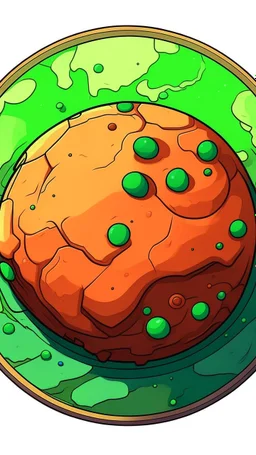 a minimalist cartoon mars planet for a top down view, 2D, asset shooter, video game , pixel art, transparent background