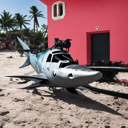 sharkonado in mexico with a chainsaw