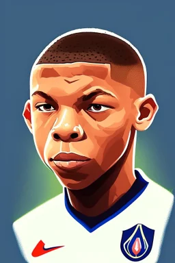 Kylian Mbappe French soccer player cartoon 2d