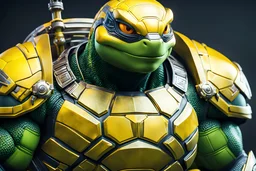 Cyber Michelangelo in 8k live anime artstyle, Turtles, yellow custom, TMNT them , dynamic pose, intricate details, highly detailed, high details, detailed portrait, masterpiece,ultra detailed, ultra quality