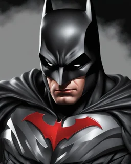 Retrato, Batman negro, rojo y plateado, Arte Digital,calidad ultra, hiperdetallado, 8k