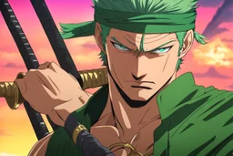 Roronoa Zoro with Body parts mechanism in 8k 2D anime realistic drawing style, close picture, fantasy, neon, highly detailed, high details, detailed portrait, masterpiece,ultra detailed, ultra quality