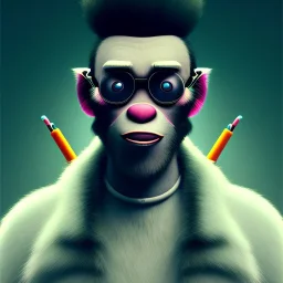 Mystery Donald gorillaz, Ambiance dramatique, hyperrealisme, 8k, high quality, lot of details, fit within portrait