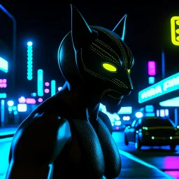 street photography of a wolverine, night time, cyberpunk neon lights, 16mm , perfect photography, 1980's,vhs footage,wearing futuristic VR,bikini,bending,low light,shot by jvc gr-sz7,glitch,back to the future