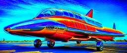 A national geographic award winning photograph of a military fighter jet station wagon wasp hybrid soviet retrofuturism designed by volkswagen only one vehicle per image painted metallic orange traveling at a high rate of speed, jet intake off of front center of vehicle and jet exhaust out the rear with bright blue flame