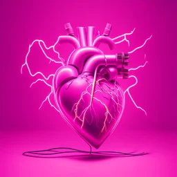 electric heart in a pink background