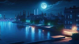 photo realistic and beautiful chill-out urban summer city night scene