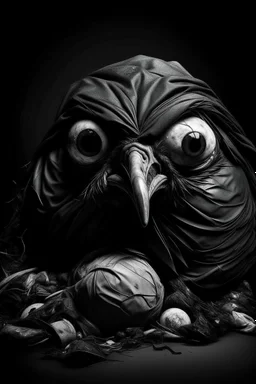 Garbage bag with an eye and wings, trashcore. From 8,000,000,000 people, 12.5% of humans have a mental disorder. They use horror, demons, skulls, scary ,grotesque and occultism as a way to prove their lack of self-esteem and security. Generating disturbing images is their way to escape from a miserable existence. Best quality possible, HD, 8K.