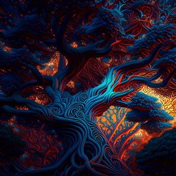 Trees fractal artwork hyper-detailed intricate stunning 8k