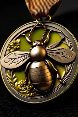 A bronze Olympic medal with a bee inside make it to used as logo