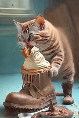 puss in boots eating cake