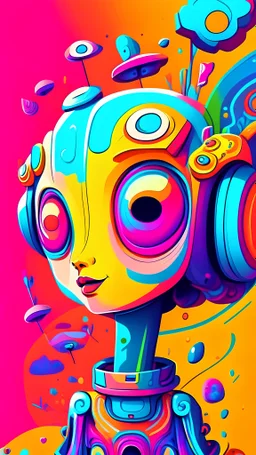 a colorful and cartoon style image of AI