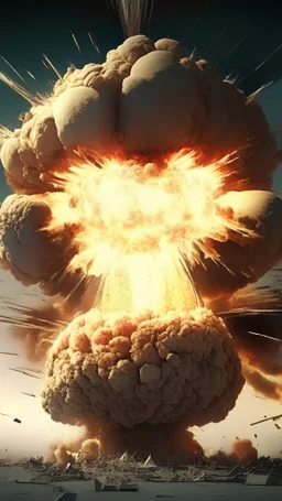 extremely detailed close-up explanation of a huge explosion