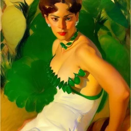 fullbody portrait of beautiful booty young busty atletic amazon woman with big green emerald eyes with big emeralds necklace by Joaquín Sorolla 8k