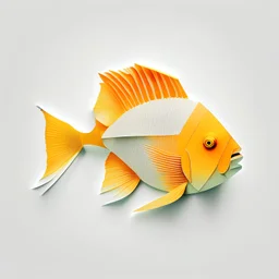 orange parrotfish, made of paper, simple, paper texture, white background