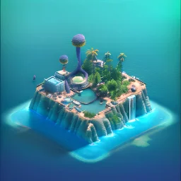 The Isometric Glass Tall Box Mini Model Little Real Island shape smooth Mixed Water Fall Under Ocean Sunshine Summer Background Blue Sea, The Last Of Us / Avatar, Octane Render / ZBrush, Cinematic, IMAX Film, Nikon D750, 16K, Autostereoscopy, Anthropomorphic, Golden Ratio, Geometry, Symmetric, Depth Of Field, Highly Detailed, Ultra Realistic, Beautiful Lighting, Halfrear Lighting, Soft Light, Candoluminescence, Cast Shadow, Reflective, Glow, Translucent, Normal Map, Carbonated --testp