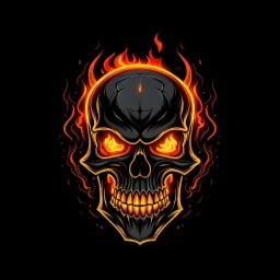 minimalistic burning screaming skull flame cyberpunk logo