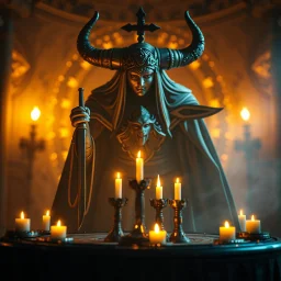 "Mistress Of The Altar" "Cleanser" 4 "Powerful Of Knives" "Long-Horned Bull"goa psy ambient in the style of vangelis and fsol, source vibrations, bokeh like f/0.8, tilt-shift lens 8k, high detail, smooth render, down-light, unreal engine, prize winning