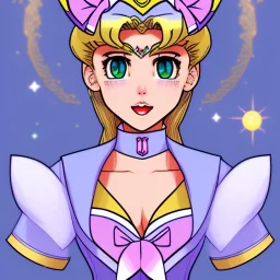 sailor moon con pelo largoi rubio, con traje blanco