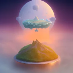 100mm photo of isometric floating island in the sky, surreal pizza with pizza, intricate, high detail, behance, microworlds smooth, macro sharp focus, centered