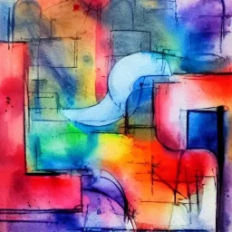 Modern abstract aquarelle painting