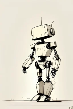 minimal manga drawing of a robot