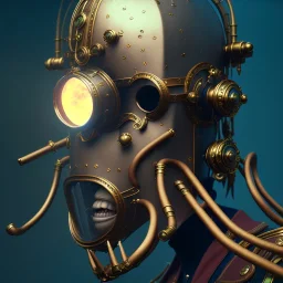 Pirate mask, steampunk, unreal 5, octane render, cinema4d, dynamic lighting, dramatic lighting, 4k, redshift render, highly detailed, hyper realistic,