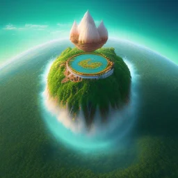 100mm photo of isometric floating island in the sky, surreal coffee bean, intricate, high detail, behance, microworlds smooth, macro sharp focus, centered