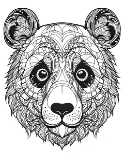 outline art for Panda pages, white background, Sketch style, only use outline, Mandala style, clean minimalist line art, white background, no shadows and clear and well outlined