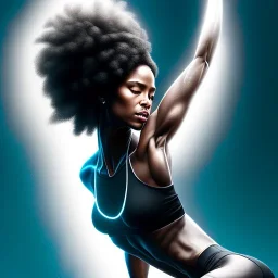 portrait of leonidas as a black yoga woman doing hand stands,4k, Highly Detailed, perfect eyes, Digital Illustration, Cinematic Lighting, Realistic, Sharp Focus, Centered, Beautifully Lit, Bioluminescent by Stanley Artgerm Lau