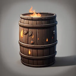 A game asset barrel on fire