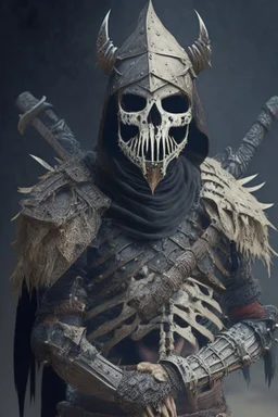 a human bandit with armor made from bone