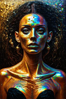 integrate your shadow; Surrealism inspired by Klimt and Giger; Golden Hour; Iridescent; Controversial; Supremely Detailed