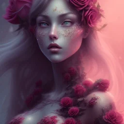 red rose beautiful girl,utra realistic,highly detailed, masterpiece, sharp focus, insanely detailed, fantasy art, intricate detailed, elegant, fog, Special Lighting, Vibrant, color Scheme, forest, unreal engine 5, trending on artstation