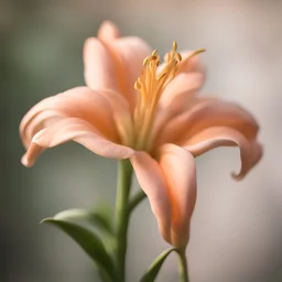 Peach Royal Lily, close-up, side lighting, blurred background