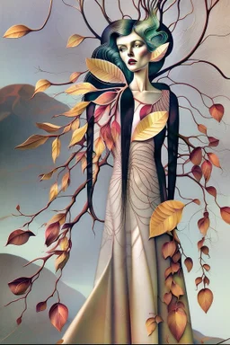 Streamline moderne woman windblown hair trees leaves carel weight Oxana dobrovolska catrin welz-stein andrea kowch andrea kurti art deco