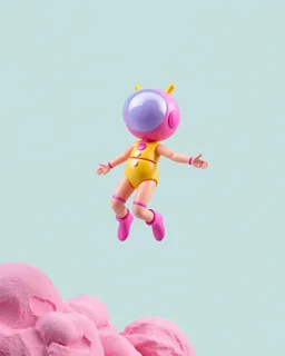 popmart's spacemolly, floating on solid background color