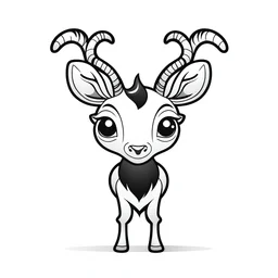 cute Antelope, black and white, white background, clean lines, coloring page for kids, cartoon