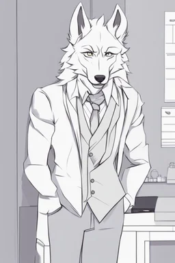 a humanized wolf that is a work assistant