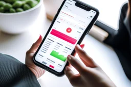 The photo depicts a person using a smart app on their smartphone to organize their tasks and appointments in an organized and efficient manner. The modern photography shows the attractive design of the app that helps the user manage their daily life and achieve their goals. The photo points to the importance of leveraging technology and smart tools in personal organization and facilitating one's life.