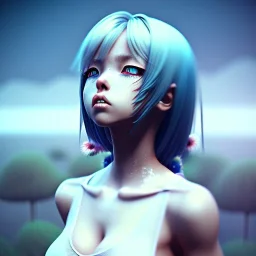 washboardpunk anime girl, landscape, hyper detailed, octane render, 8k, anime style