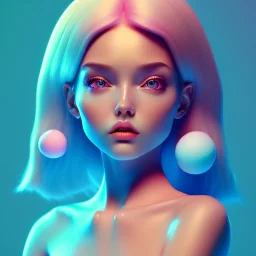 isometric clean art of super cute girl poster, soft lighting, soft pastel gradients, high definition, 3d icon clay render, blender 3d