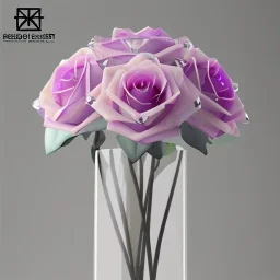 transparent Crystal Rose Bouquet Flower, hyper detailed