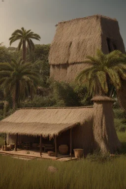 A photo taken from an african village "viking", <character or scene>, kente, cinematic lighting --v 4 --q 2