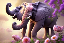 big flower blossom and elephant